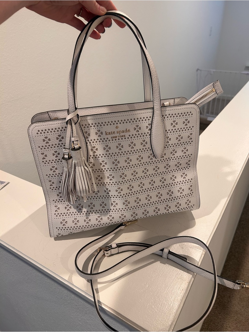 kate spade Perforated Leather Tote — white - Picture 4 of 4